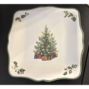 Christopher Radko Holiday Celebrations Christmas Tree Square Plate 8.5 Inch NEW